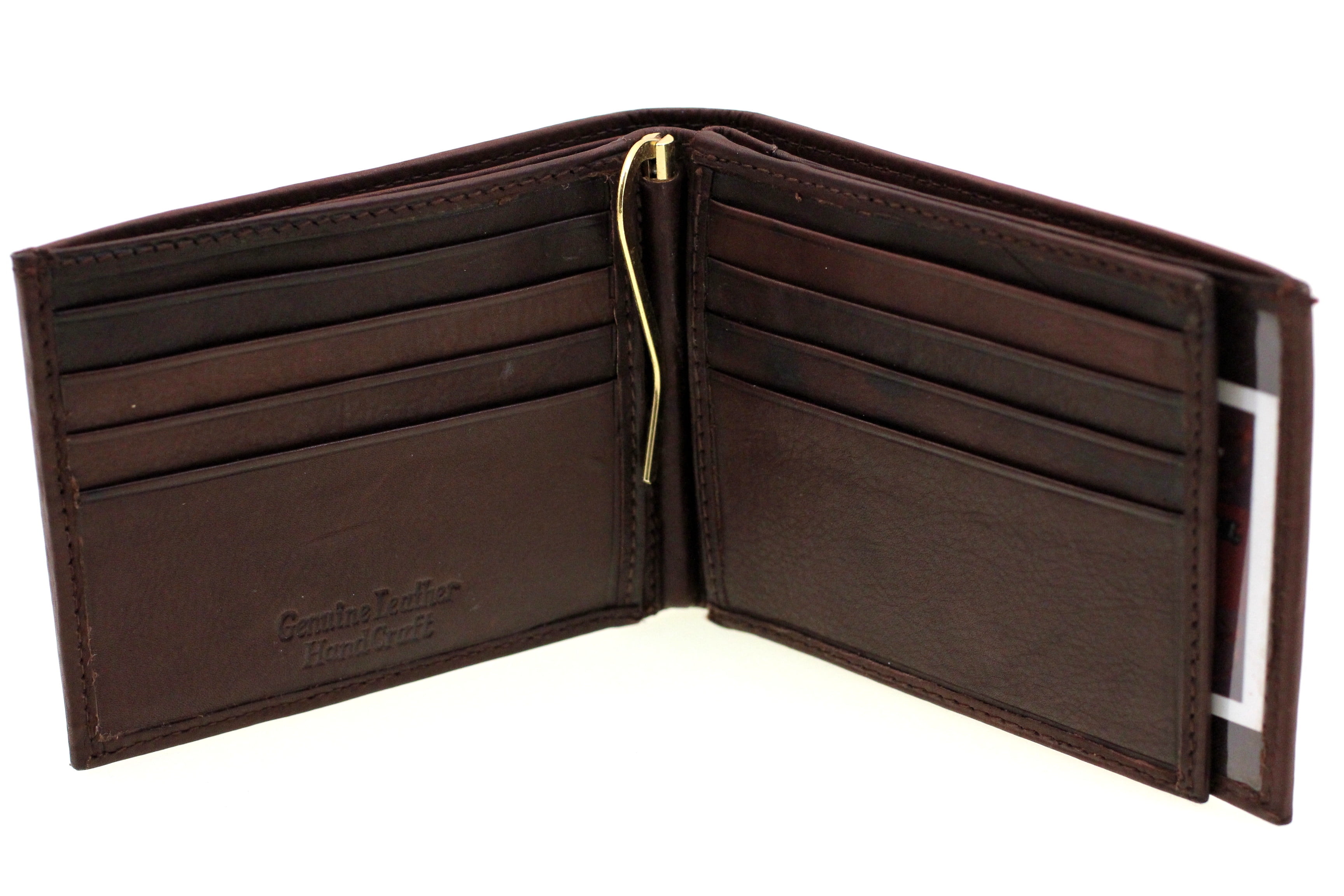 Paul & Taylor - Mens Leather Money Clip Wallet Bifold Center Flap 2 IDs 2 Bill Sections 8 Cards ...