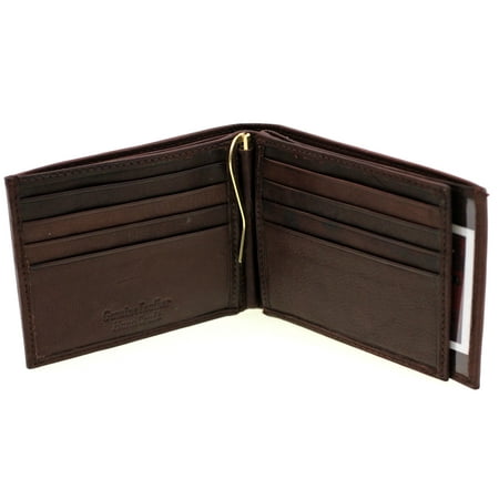 Paul & Taylor - Mens Leather Money Clip Wallet Bifold Center Flap 2 IDs 2 Bill Sections 8 Cards ...
