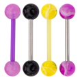 thumbnail image 1 of 4pcs Multi Pack Barbell UV 2 Surgical Steel 2 Bioflex shaft Tongue Rings 14G, 1 of 1