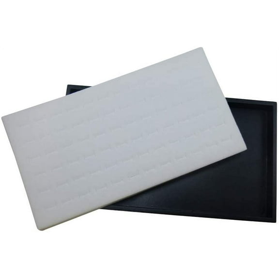 N'icePackaging 1 Qty Black Plastic Jewelry Tray w/Ethereal White 72 Ct Ring Foam Insert Companion - Full Size 14.75 x 8.38 x1