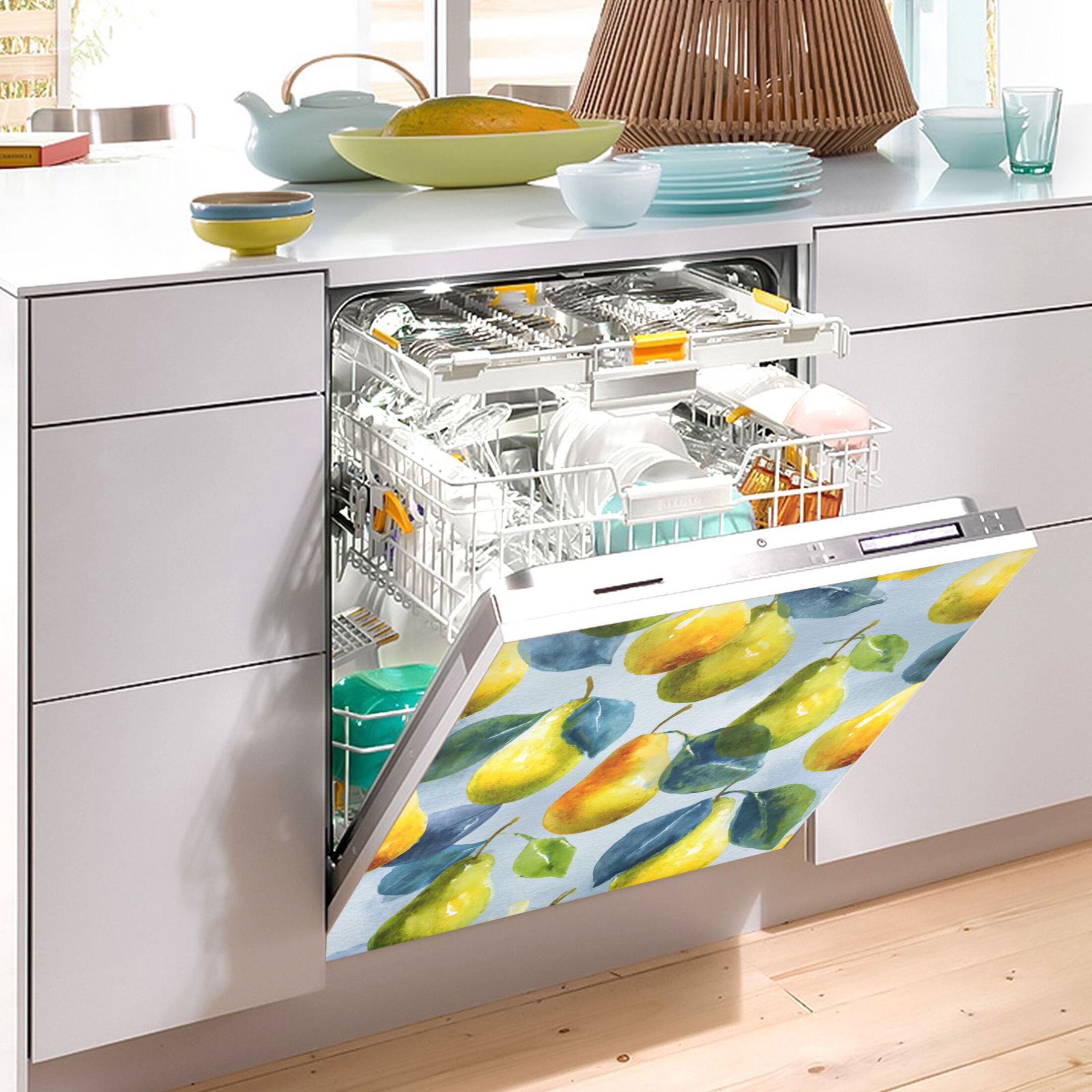 Dishwasher Sticker Magnetic Dishwasher Sticker Magnetic Decorative Sticker Refrigerator Sticker Dishwasher Decorative Stickers Yellow Pear Watercolor Style