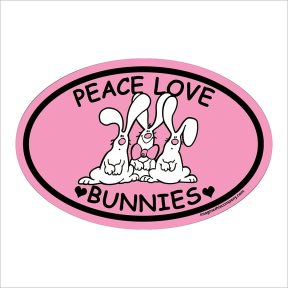Peace Love Bunnies Oval Magnet
