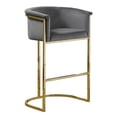 thumbnail image 1 of Tabouret de Bar en Velours Gris Foncé (Unité) avec Base en Métal Doré Chromé, 1 of 3