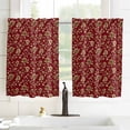 thumbnail image 3 of Red Yellow Floral Kitchen Curtain 2 Panels Curtains 45 Inch Length, Christmas Red Xmas Botanical Curtains Rod Pocket Curtains Window Drapes Treatment Window Cafe Curtains, 3 of 5