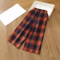 thumbnail image 6 of Huowey Child Toddler Girls Classic Plaid Pants Wide Leg Casual Baggy Elastic High Waisted Sportswear Trousers Spring Summer Fashionable Cozy Beach Sweatpants Stylish Streetwear,Orange,7-8 Years, 6 of 6