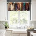 thumbnail image 4 of Rustic Barn Door Valance, Rod Pocket Colorful Farmhouse Wooden Board Texture Western Wood Cabin Country Blackout Window Valance for Kitchen Living Room, 54x18in, 4 of 5