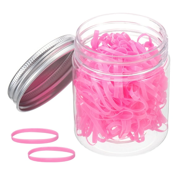Uxcell 180 Pcs Rubber Band Stretchable Rubber Elastic Band Colored Spots 20mm x 2mm Hair Rubber Bands for Home Office, Rose Pink