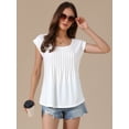 thumbnail image 4 of DARING DIVA Women's Cap Sleeve Pleated Round Neck Flowy Casual Blouses S White, 4 of 6