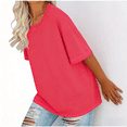 thumbnail image 4 of Ytndtr Women's Plus Size Top Round Neck Elbow-Length Sleeved Summer T-Shirt, 4 of 7