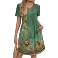thumbnail image 3 of Fantaslook Summer Dresses for Women Short Sleeve Pleated V Neck Dress A Line Casual Tunic Dresses with Pockets, 3 of 10