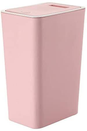YunZyun Desktop Trash Can Flip Trash Can with Cover ini Portable Garbage Bin for Home and Office Pink 