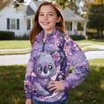 thumbnail image 3 of Uorisanigo Girls' 1/4 Zipper Sweatshirts Oversized Purple Flowers Koala Quarter Zip Pullover Jacket Fall Spring Outfits Clothes Long Sleeve Pullover Top Athletic Shirts Outerwear, 3 of 7