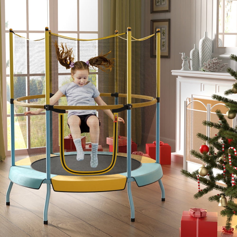 Barara King Backyard Trampoline, Trampoline,48" Toddler Trampoline with Safety Enclosure Net-Yellow