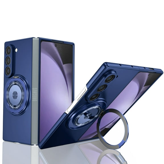 KOMI Magnetic Ring Stand for Samsung Galaxy Z Fold 5 Case Military Grade Shockproof Z Fold 5 Phone Case Kickstand Protective Cover for Samsung Z Fold 5 5G (Blue)