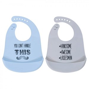 Hudson Baby Silicone Bibs, 2-Pack, Mustache