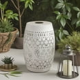 thumbnail image 2 of Tcbosik 12.2" Iron Side Table with Solar Powered Light, Outdoor Decorative Accent Table, End Table Plant Stand for Living Room, Patio, Garden, Backyard, White, 2 of 7