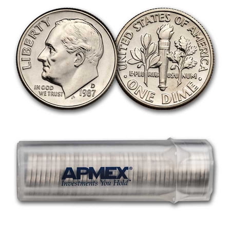1987-D Roosevelt Dime 50-Coin Roll BU