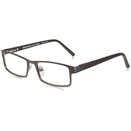 Foster Grant Men's Sawyer Multifocus Reading Glasses Rectangular, Matte Gunmetal/Transparent, 54 mm + 2.75