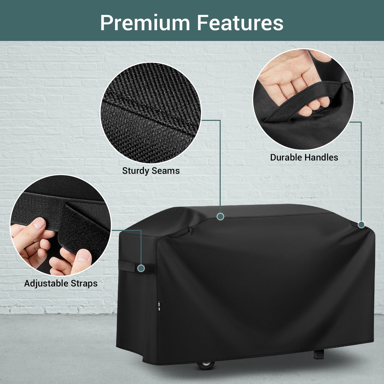 Unicook Griddle Cover for Blackstone 28 Inch Griddle with Hood, Heavy Duty Waterproof 5483 Flat Top Grill Cover with Handles and Side-closure Straps, Black