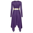 thumbnail image 4 of Alvivi Women‘s Lyrical Praise Dance Dress Color Block Long Sleeve Contemporary Worship Dancewear Purple S, 4 of 7