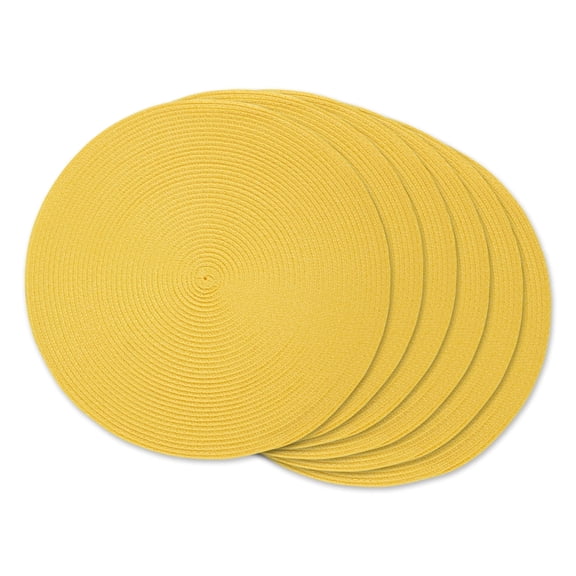 Yellow Round Polypropylene Woven Placemat (Set of 6)