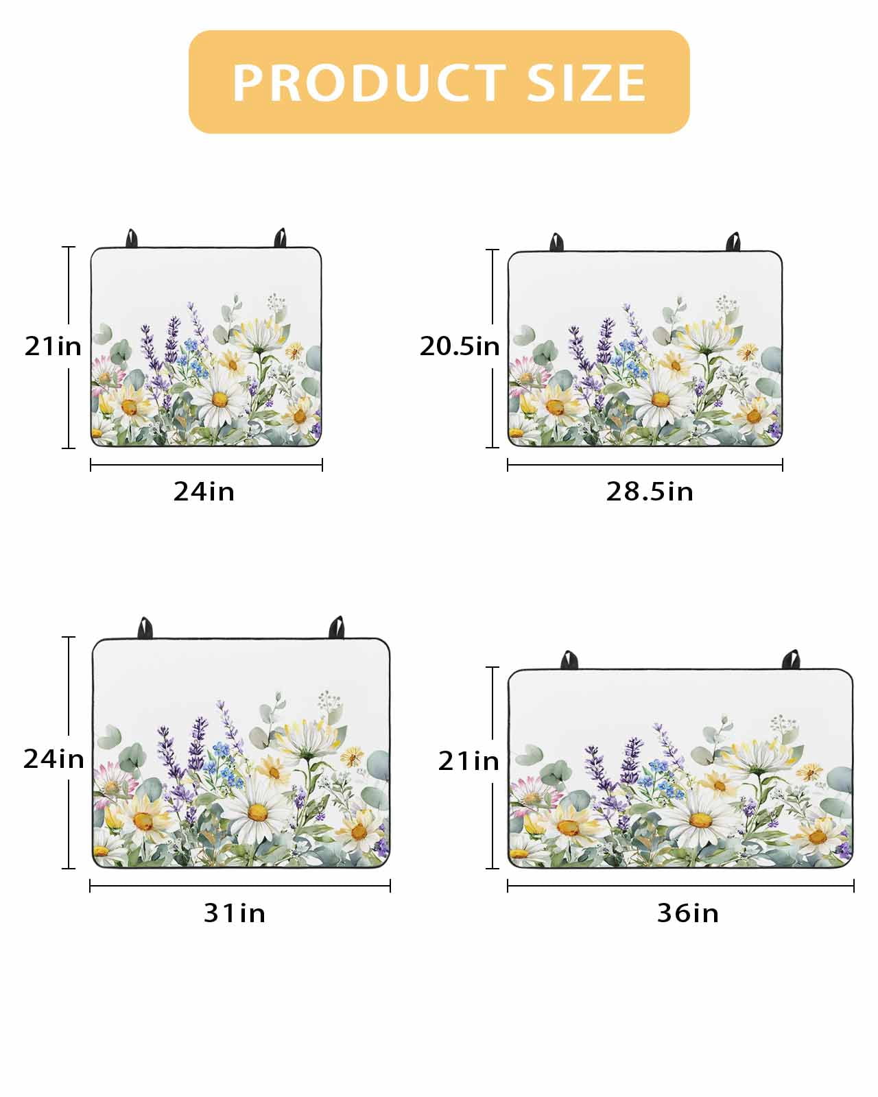 Large Induction Cooktop Protector Mat Spring Daisy Stove Top Covers for Electric Stove, Country Botanicala Flowers Eucalyptus Trees Decorative Stove Burner Cover Mats, Glass Top Stove Cover