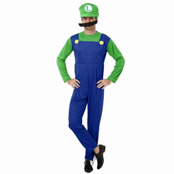2026 Classic Halloween Cosplay Super Brothers Costumes for Men, Funny Super Bros Fancy Dress Cosplay Costume - S - 01-Green