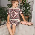 thumbnail image 4 of Fotbe Fashion Tatreez Pijama Estampada de 2 Piezas para Niños – Ropa de Dormir de Manga Corta Cómoda para Niños y Niñas, Camiseta y Shorts de Algodón-X-Large, 4 of 6