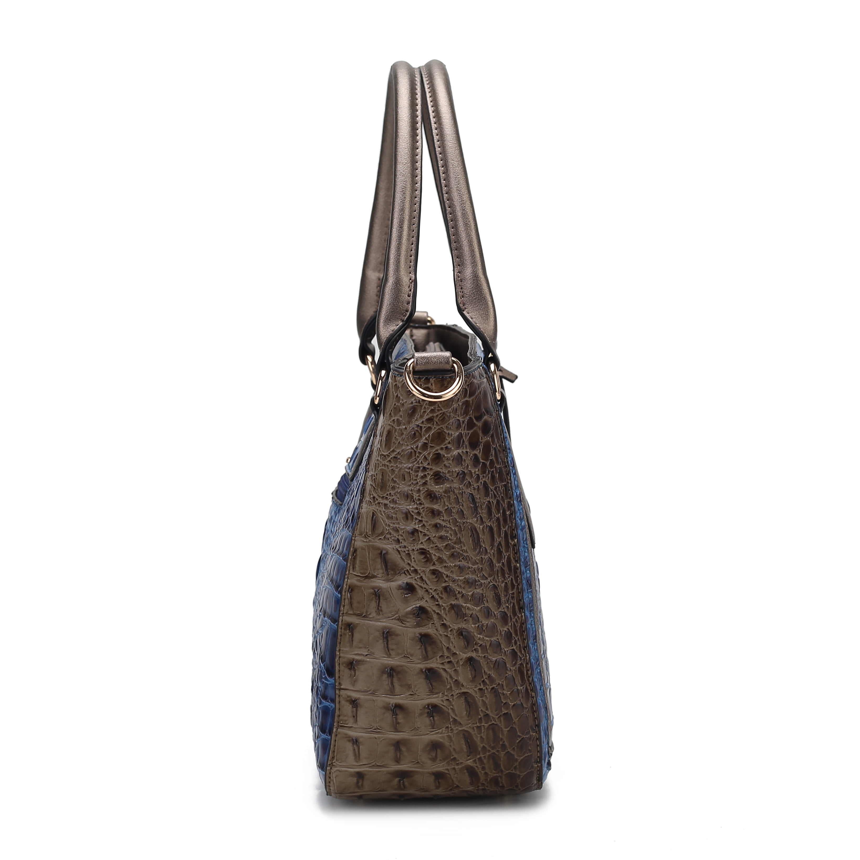 MKF Collection Bonnie Crocodile Vegan Leather Women’s Satchel Bag & Wristlet Wallet, Shoulder Purse Handbag 2 pcs Set by Mia K - Cognac