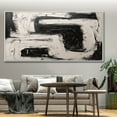 thumbnail image 4 of Black and white abstract painting Black and white art Gray minimalist canvas painting modern wall art white texture art white abstract art,(114*229cm)45*90 Inches,Unstretched,Frameless, 4 of 4