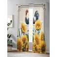 thumbnail image 4 of Sheer Curtains 108 Inches Long 2 Panels Set for Living Room, Bathing Roosters Semi Sheer Curtains for Windows, Farmhouse Sunflower Vintage Burlap Voile Window Treatments Rod Pocket Curtain, 4 of 7