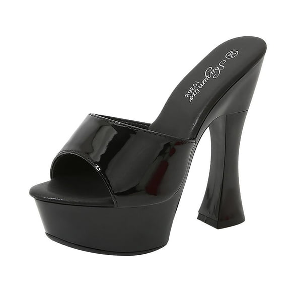 Adult Women Shoes Womens Cat Slippers Size 12 Sandals for Women Ladies Chunky Heel High Heel Casual Bohemian Beach Shoes High Heeled Female Shoes(Black,8)