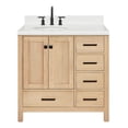 thumbnail image 2 of Ariel Cambridge 36 Inch Single Oval Sink Bathroom Vanity With Carrara White Quartz Countertop 1.5 Inch Edge In Oak, 2 of 10