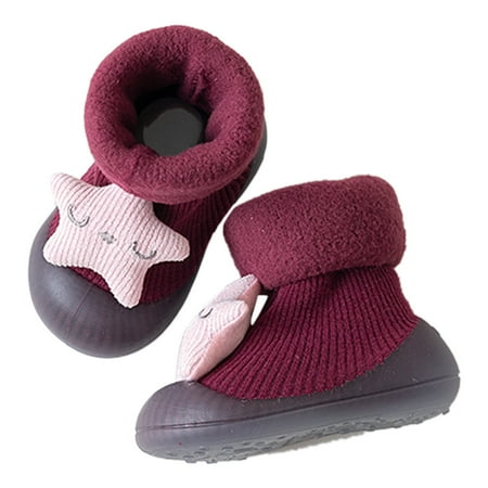 

kpoplk Toddler Sock Shoes Children Anti Slip Shoes Newborn Baby Girl Cotton Non Slip Floor Socks Baby Toddler High Top Sneakers(Brown)