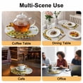 thumbnail image 2 of Sunflowers Round 13 Inch Placemats Set of 2, Summer Botanical Yellow Floral Butterfly Plaid HeatResistant Non Slip Place Mats for Dining Table, Wipeable Braided Kitchen Table Mats for Housewarming, 2 of 9