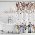 thumbnail image 3 of Navy Blue Pumpkin Fall Shower Curtain, Waterproof Shower Curtains for Bathroom, Thanksgiving Leaves Floral Pastoral Washable Fabric Bathtub Curtain Set Bath Decor with 12 Hooks Extra Long 72"x96", 3 of 8