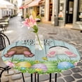 thumbnail image 4 of Easter Fitted Tablecloth with Elastic Edged, Round Table Cloth for Dining Table, Spring Easter Eggs Bunny Farmhouse Wooden Grain Waterproof Oil Proof Table Cover for Indoor Outdoor 45"-54", 4 of 8