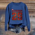 thumbnail image 6 of Fiaer Ladies Sweatshirts Christmas Sequin Letter Graphic Crew Neck Pullover Plus Size Long Sleeve Baggy Xmas Tops Dark Blue M, 6 of 6
