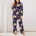 thumbnail image 2 of Honeii Lavender Flowers print Women's Pajama Sets Long Sleeve Button Down Sleepwear Nightwear Soft Pjs Lounge Sets-Medium, 2 of 7