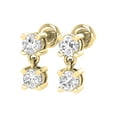 thumbnail image 4 of Dazzlingrock Collection 3mm Each Round Lab Grown White Diamond 2 Stone Screwback Dangle Drop Earrings for Women in 14K Yellow Gold, 4 of 6