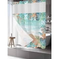 thumbnail image 3 of No Hook Shower Curtain with Snap-in Liner, Ocean Coastal Waterproof Fabric Bathroom Curtains, Summer Nautical Beach Coral Starfish Bath Curtains & Mesh Top Window 66"x72", 3 of 9