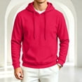 thumbnail image 6 of Fleece Hooded Sweatshirt for Men Casual Stylish Comfy Long Sleeves Pullover Fall Winter Thermal Drawstring Solid Color Pullover Red XL, 6 of 6