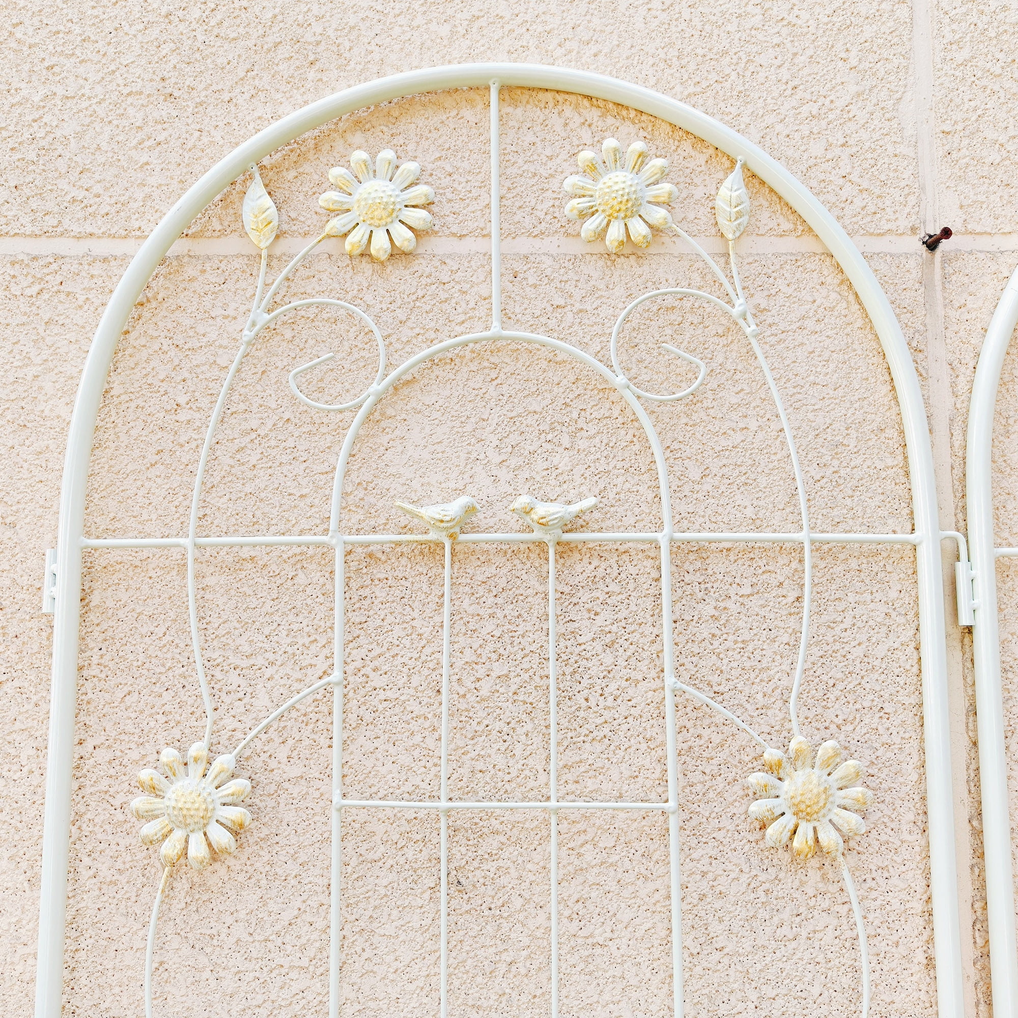 2 Pack Metal Garden Trellis 71" x 19.7" Rustproof Trellis for Climbing Plants Outdoor Flower Support Cream White