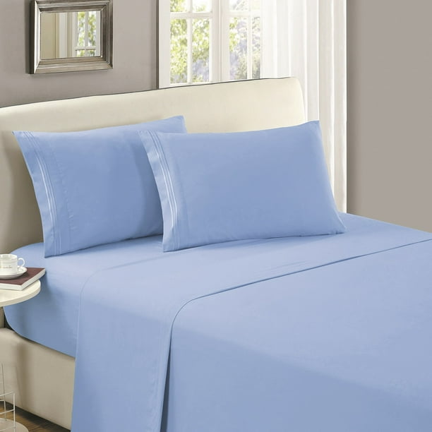 Mellanni Flat Sheet Brushed Microfiber 1800 Bedding Collection Top