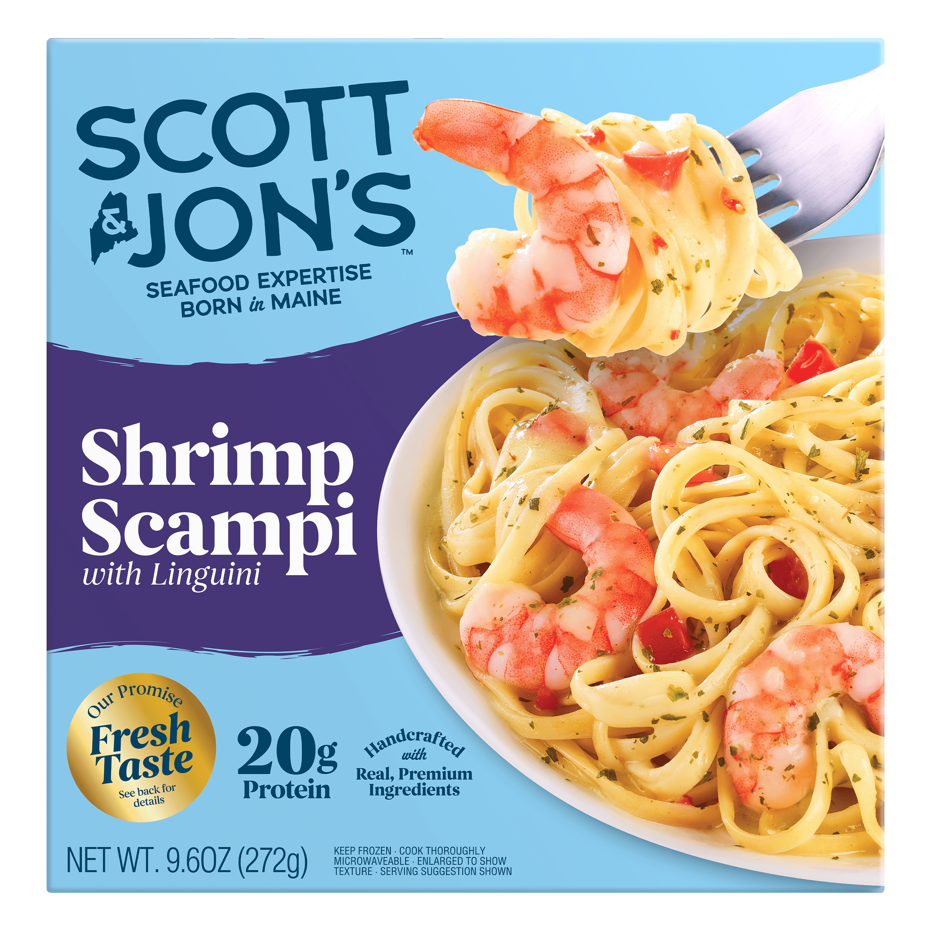 Scott & Jon’s Frozen Meals, Shrimp Scampi Noodles, Microwave Meals, Frozen Lunch or Dinner for One, 9.6 oz