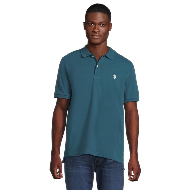 Remera Polo U.S. Polo Assn. Piqué de Algodón Sólido Verde Azulado M