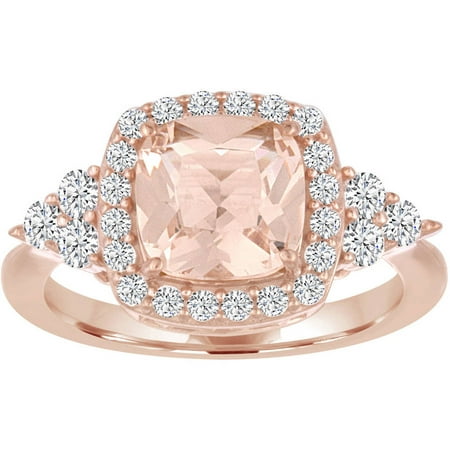 Simulated Morganite 14kt Rose Gold over Sterling Silver Ring