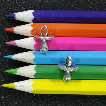 Pacifier Charm Jewelry - 10 PCS - Baby Pacifier Shower Silver Charm Pendant C1028