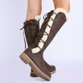 thumbnail image 3 of DREAM PAIRS Womens Knee High Faux Fur Lined Winter Snow Lace Up Zip Combat Boots BUSON BROWN Size 7.5, 3 of 3