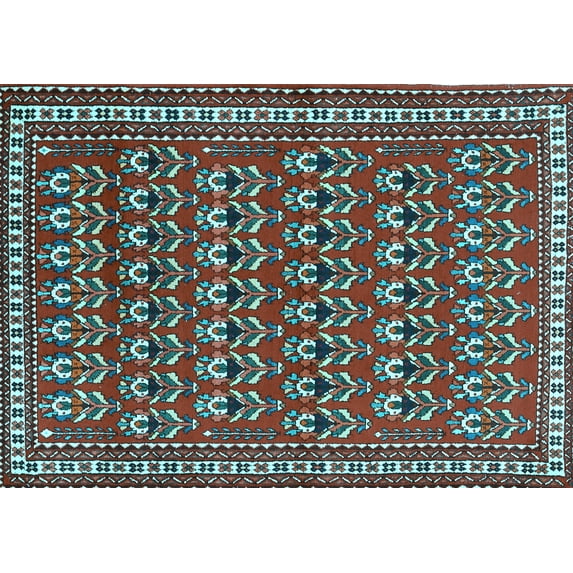 Ahgly Company Indoor Rectangle Persian Light Blue Traditional Area Rugs, 7' x 9'